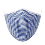 Kutehealth Designed Printed Washable Mouth Cover with 3Pcs 5 Layers Filters-BLUE GINGHAM