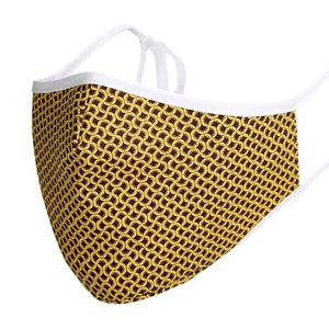 Kutehealth Designed Printed Washable Mouth Cover with 3Pcs 5 Layers Filters-YELLOW DAMASK