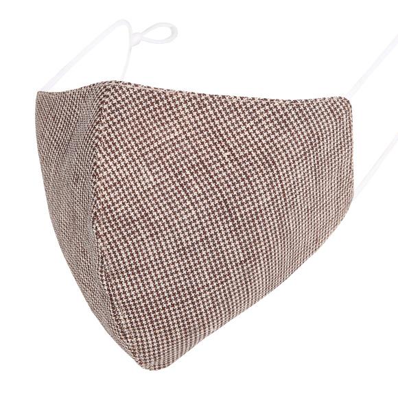 Kutehealth Designed Washable Mouth Cover with 3Pcs 5 Layers Filters -BROWN HOUNDSTOOTH
