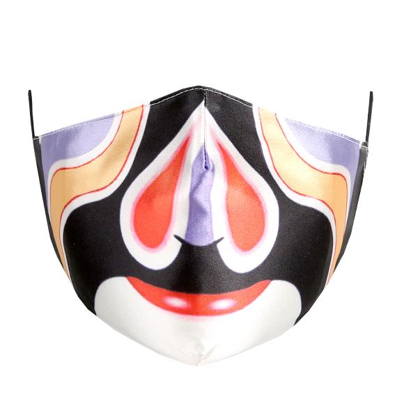 Kutehealth Designed Printed Washable Mouth Cover with 3Pcs 5 Layers Filters -PEKING OPERA MASK-PURPLE