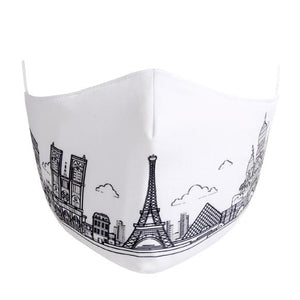 Kutehealth Designed Printed Washable Mouth Cover with 3Pcs 5 Layers Filters -EiffelTower
