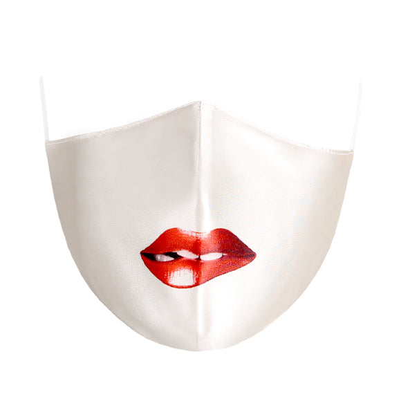 Kutehealth Washable Fashion Lining Fabric Mouth Cover-Red Lips